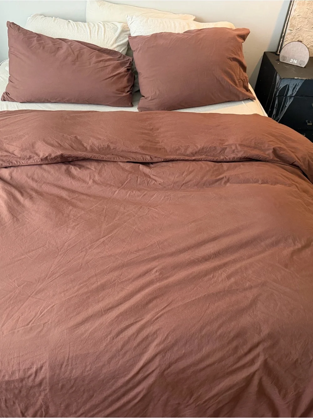 Bed Threads Queen Cotton Duvet Cover Set in Cocoa